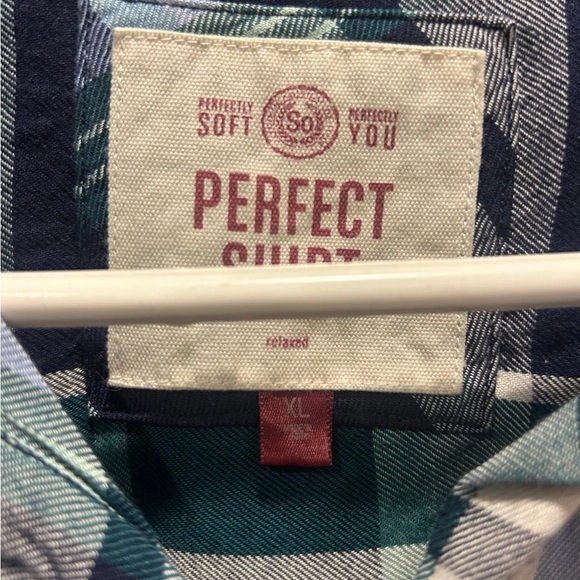 SO Plaid Button Up Shirt Blue Green XL Juniors - Picture 3 of 9